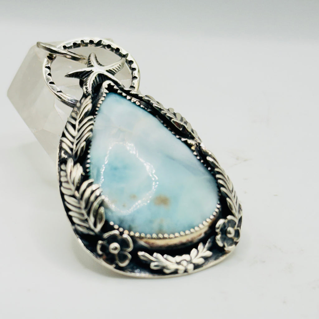 Larimar Pendant | Handcrafted Sterling Silver 950 & Natural Larimar