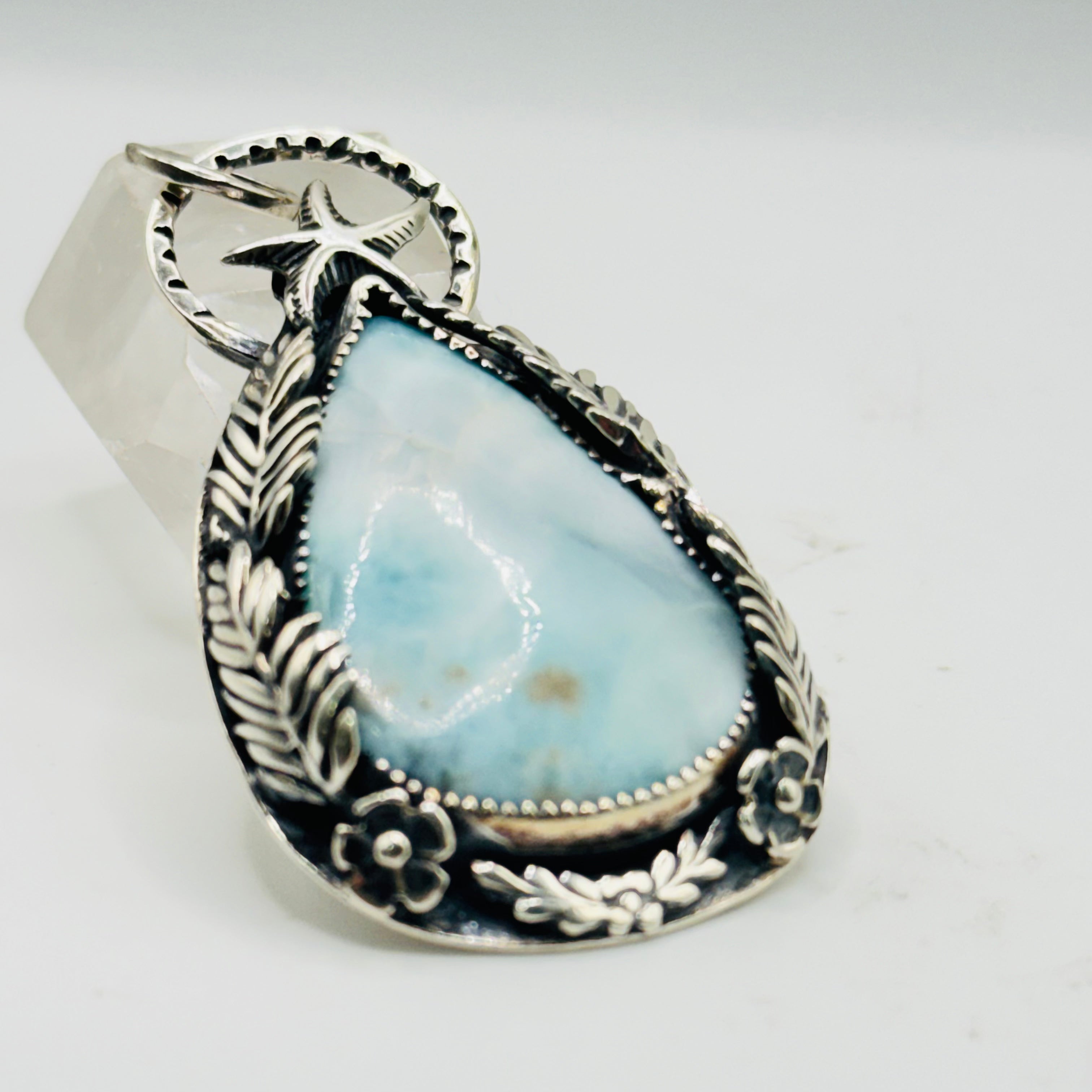 Larimar Pendant | Handcrafted Sterling Silver 950 & Natural Larimar