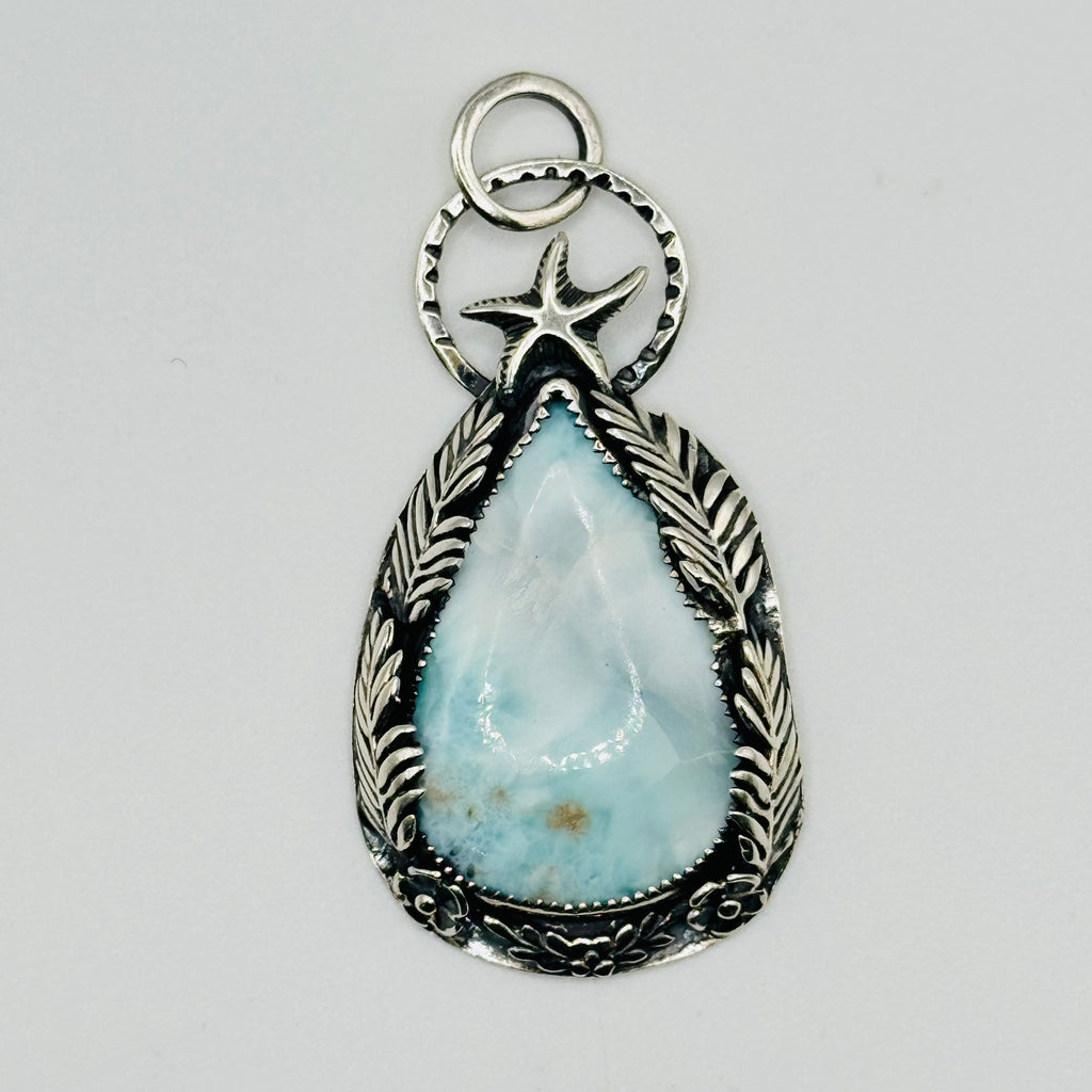 Larimar Pendant | Handcrafted Sterling Silver 950 & Natural Larimar