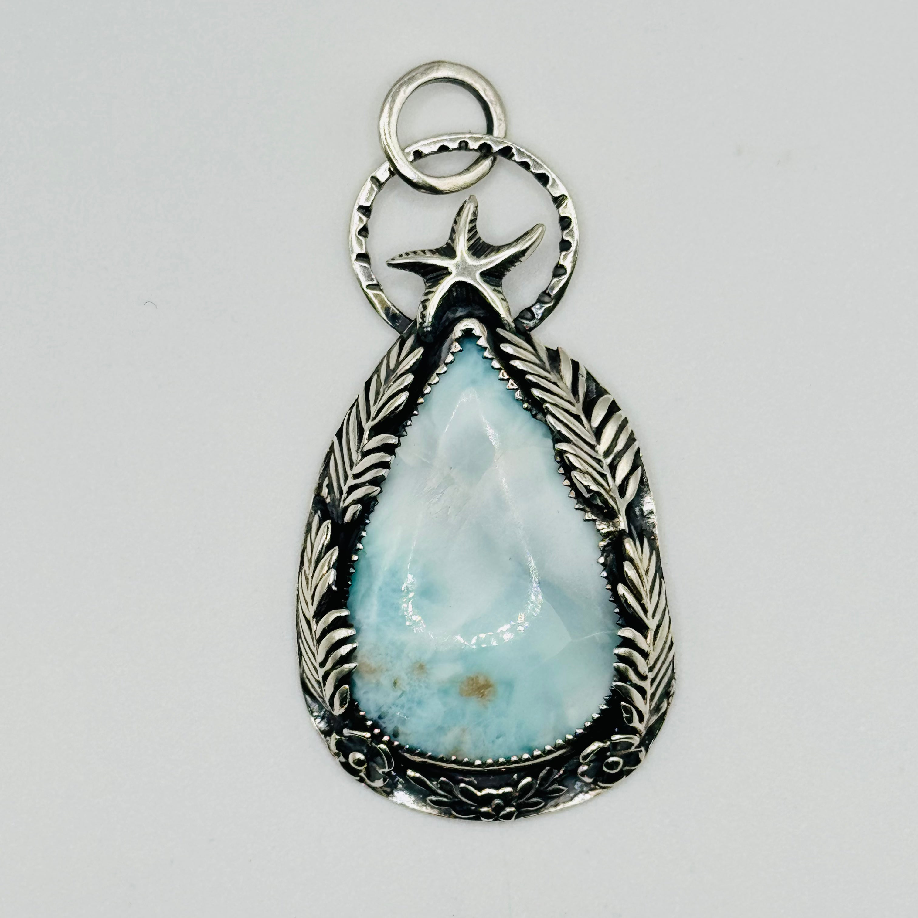 Larimar Pendant | Handcrafted Sterling Silver 950 & Natural Larimar