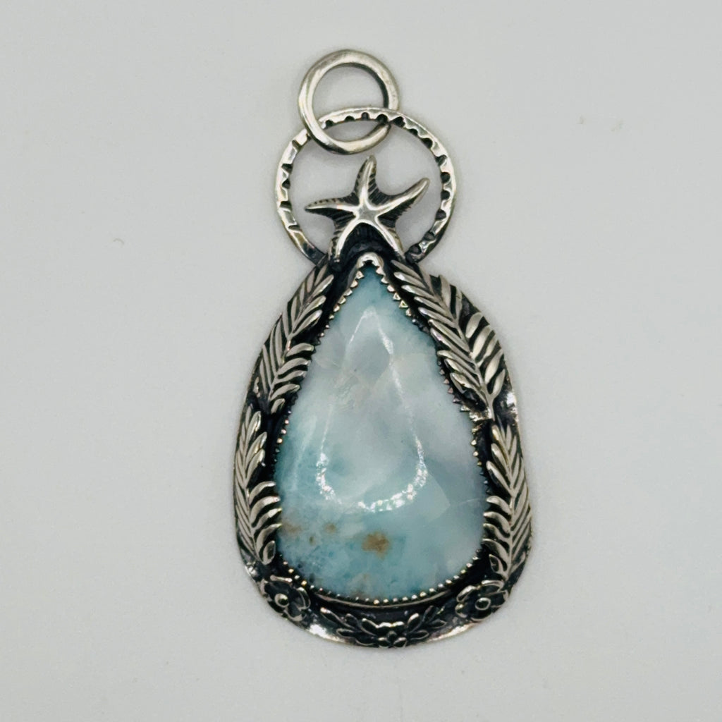 Larimar Pendant | Handcrafted Sterling Silver 950 & Natural Larimar