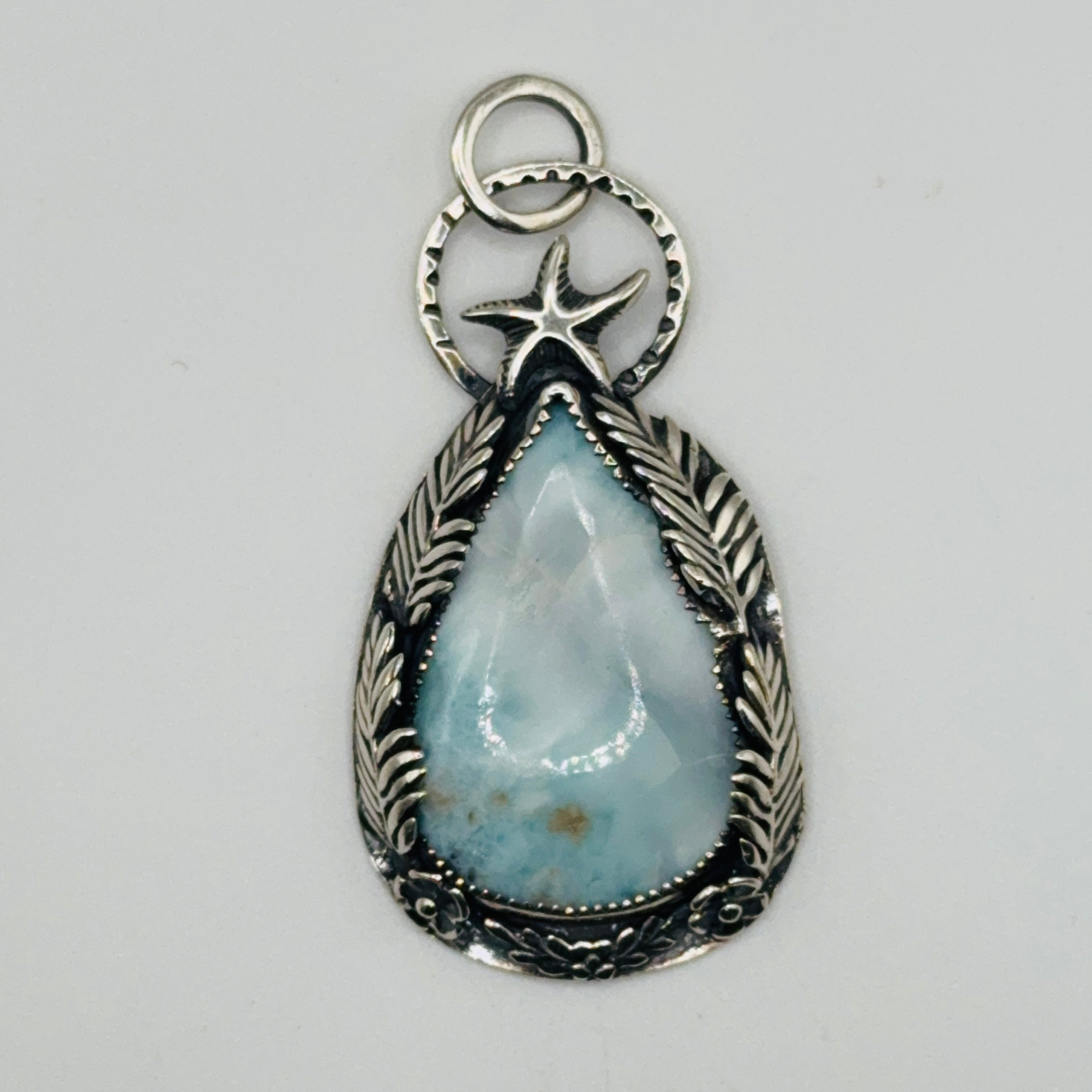 Larimar Pendant | Handcrafted Sterling Silver 950 & Natural Larimar