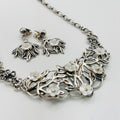 Handmade White Mother of Pearl Leaf & Flower Necklace and Earrings Set | 950 Sterling Silver