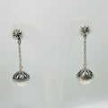 Handmade Sterling Silver 950 Ball Drop Earrings with Wire Detail