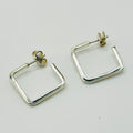 Classic Square Hoop Sterling Silver 950 Handmade Earrings