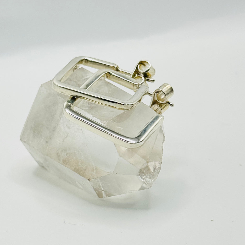 Classic Square Hoop Sterling Silver 950 Handmade Earrings