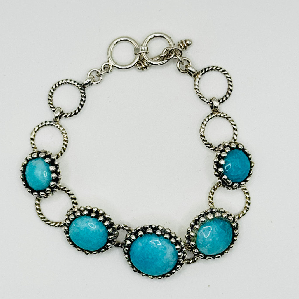 Sterling Silver 950 & Natural Amazonite Handmade Bracelet