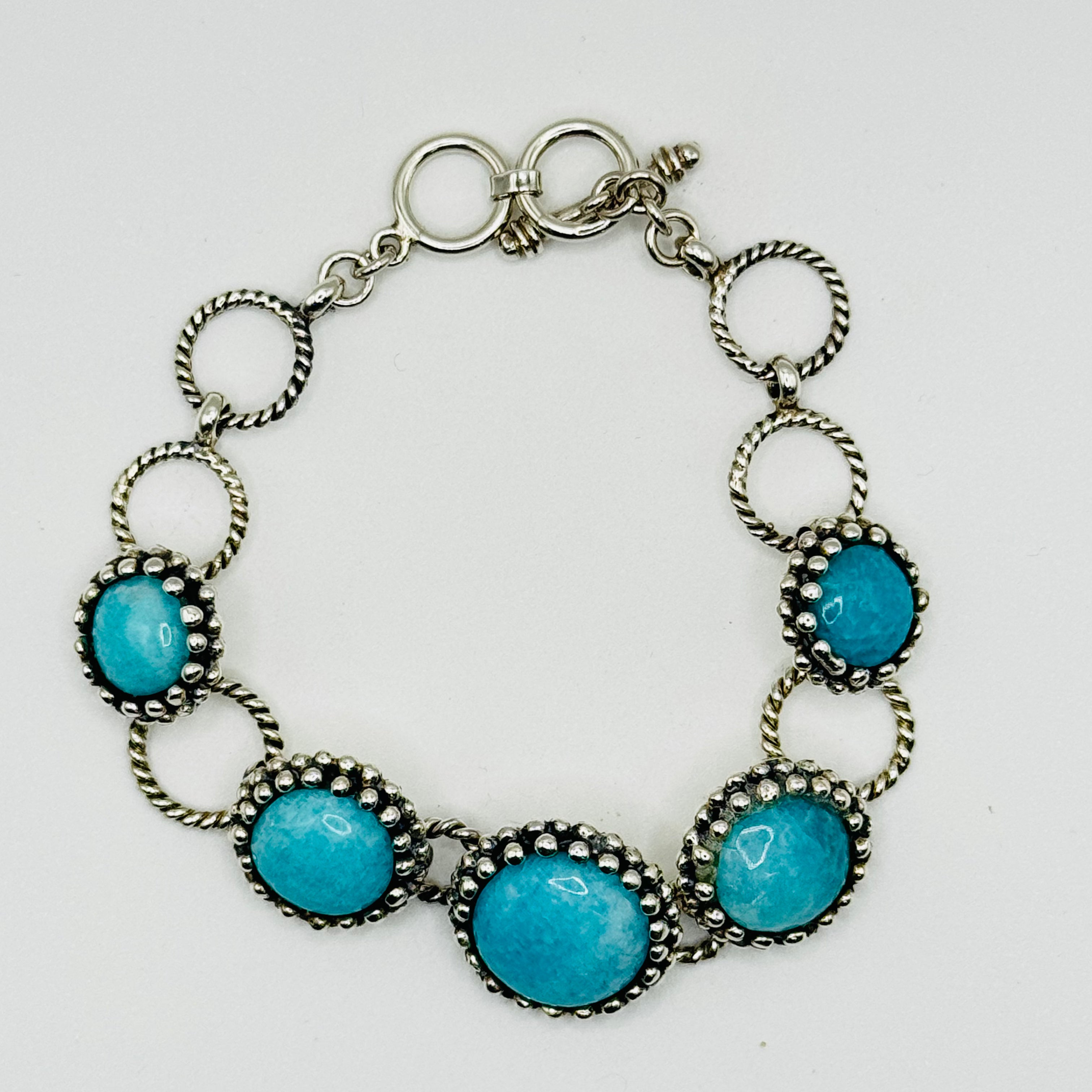 Sterling Silver 950 & Natural Amazonite Handmade Bracelet