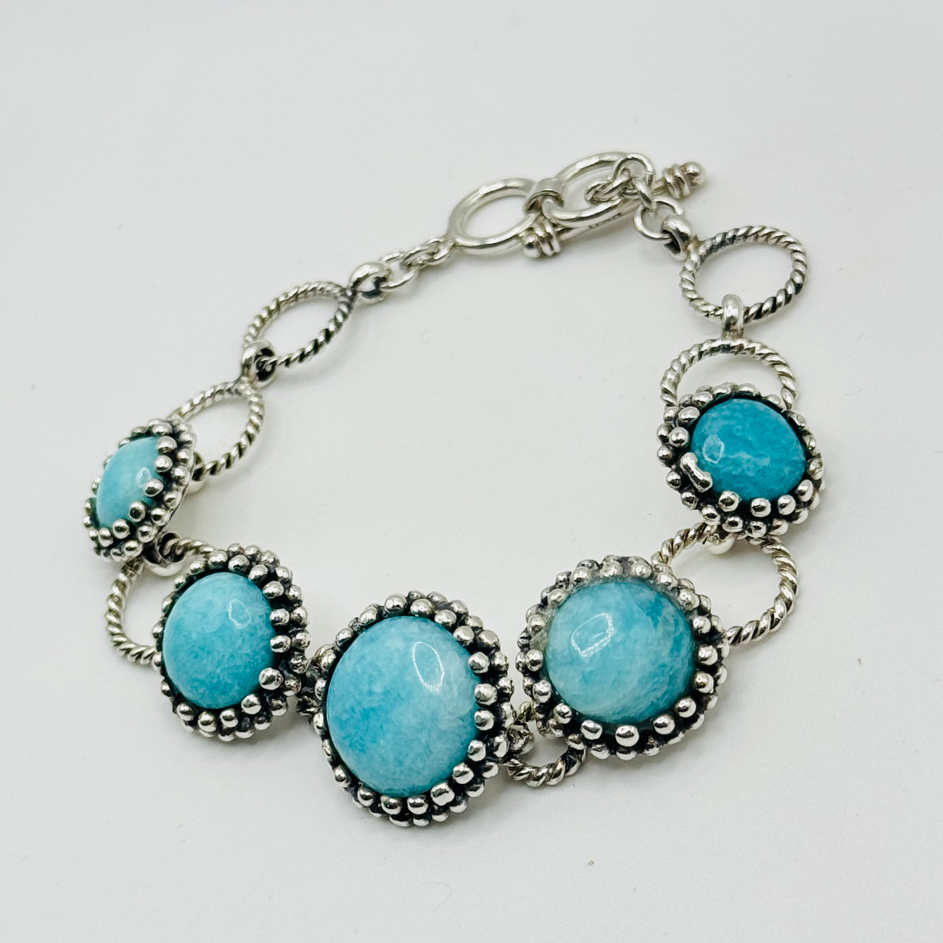 Sterling Silver 950 & Natural Amazonite Handmade Bracelet