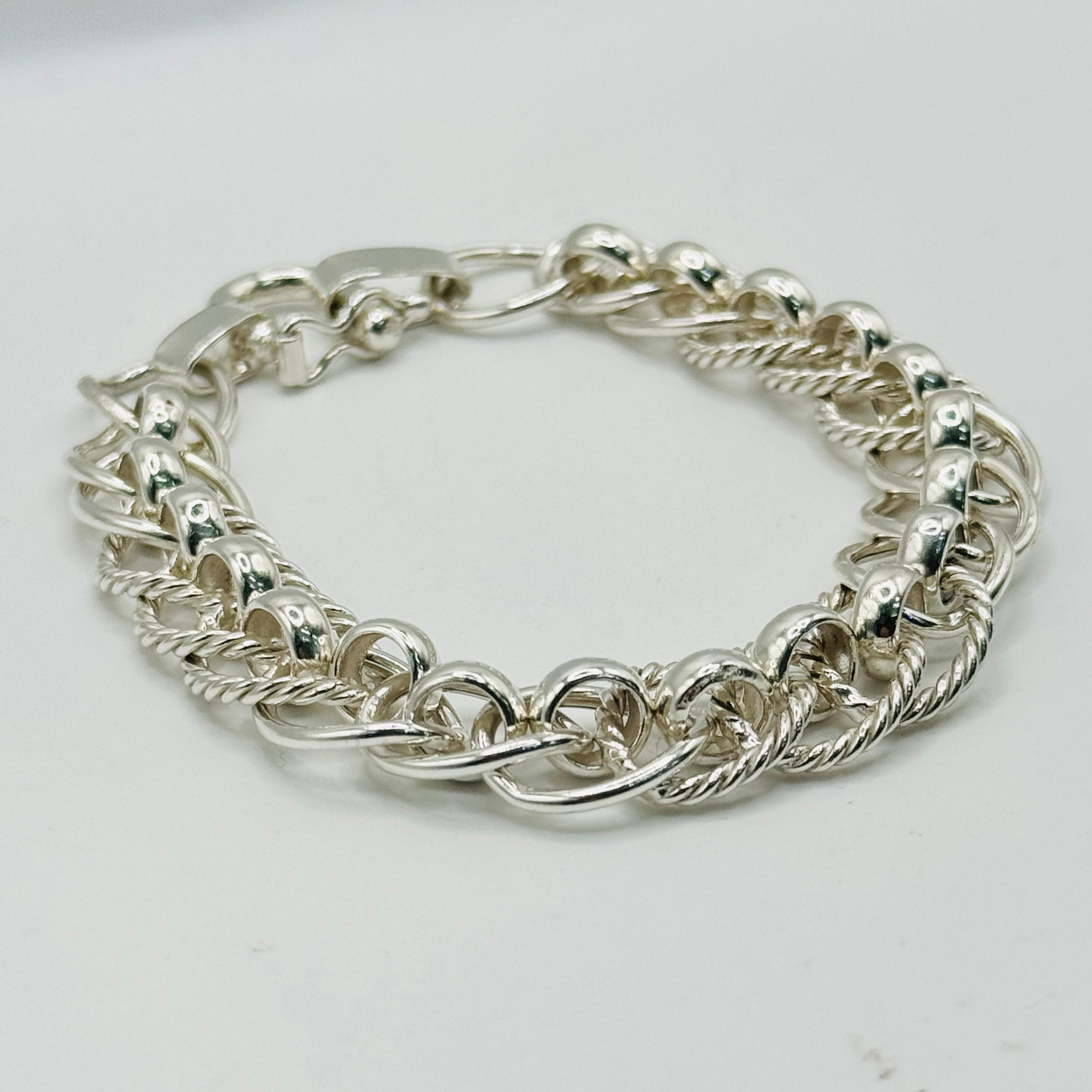 Sterling Silver 950 Handmade Textured Bracelet
