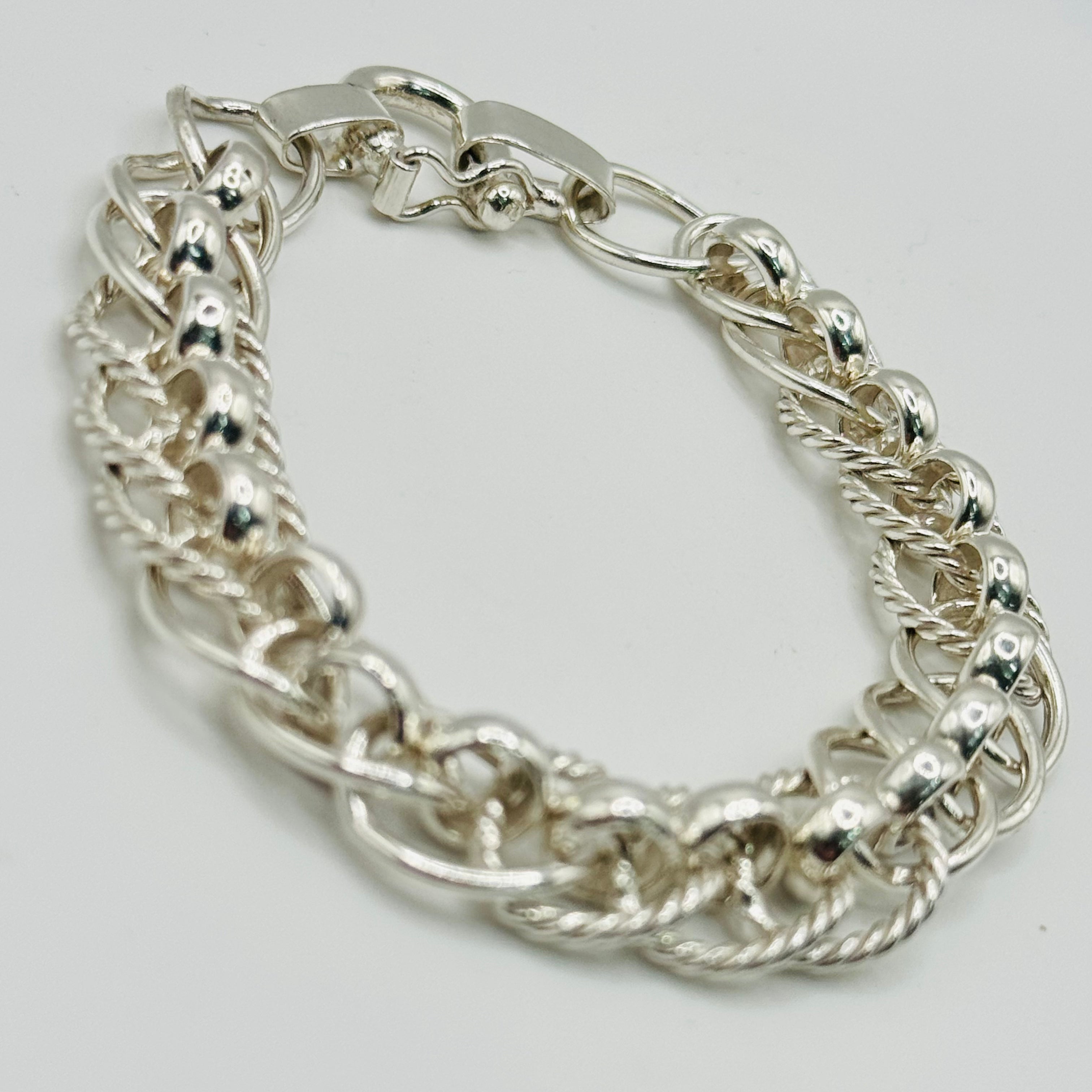 Sterling Silver 950 Handmade Textured Bracelet