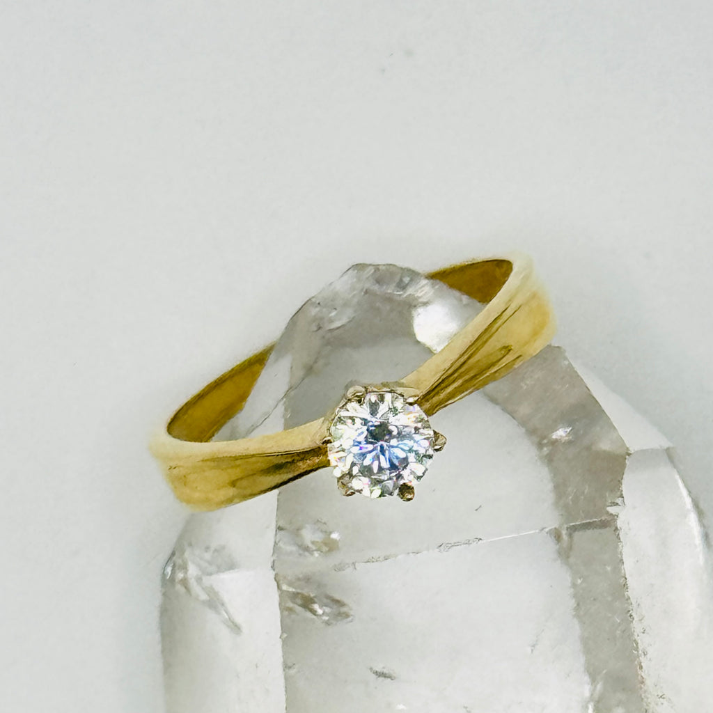 10K Gold Engagement Ring with Swarovski Crystals - Size 7 1/2