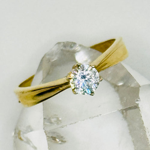 10K Gold Engagement Ring with Swarovski Crystals - Size 7 1/2