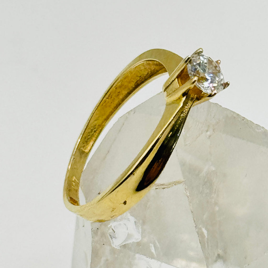 10K Gold Engagement Ring with Swarovski Crystals - Size 7 1/2