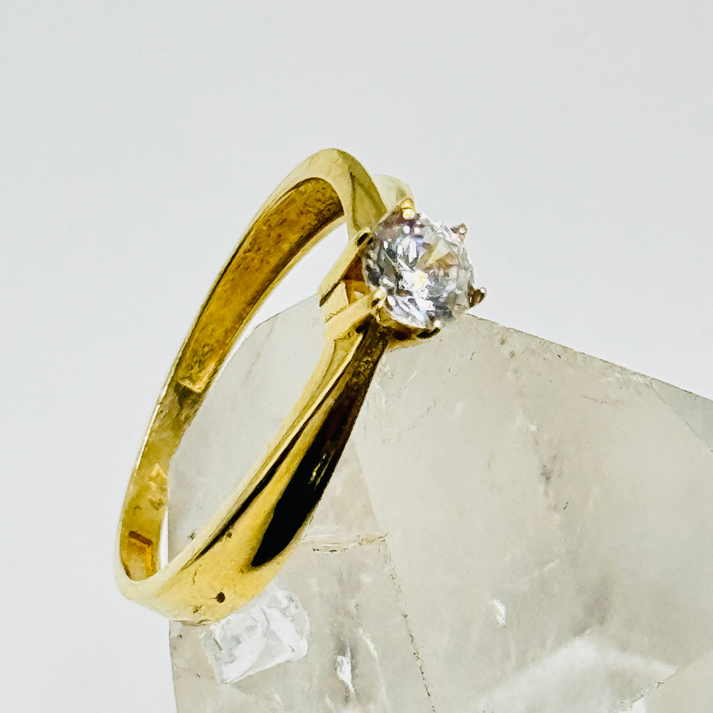 10K Gold Engagement Ring with Swarovski Crystals - Size 7 1/2