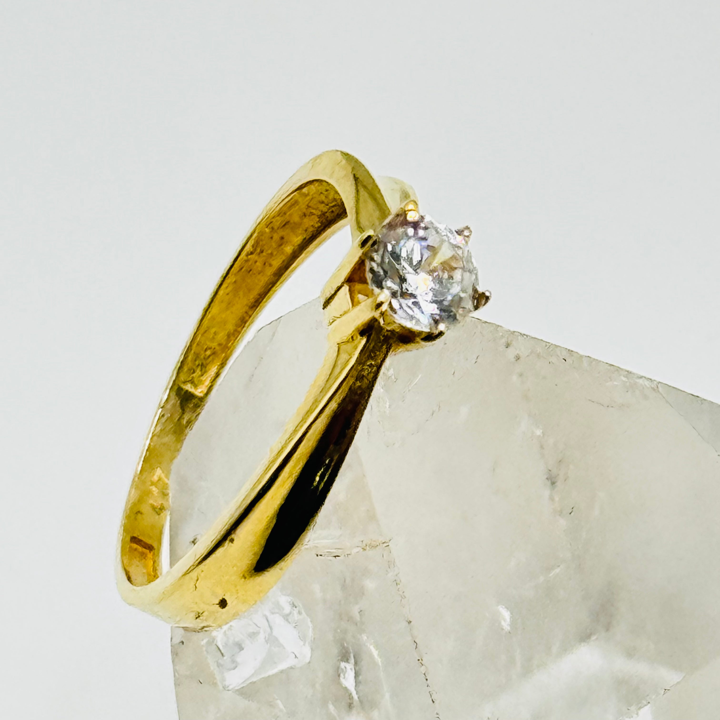 10K Gold Engagement Ring with Swarovski Crystals - Size 7 1/2
