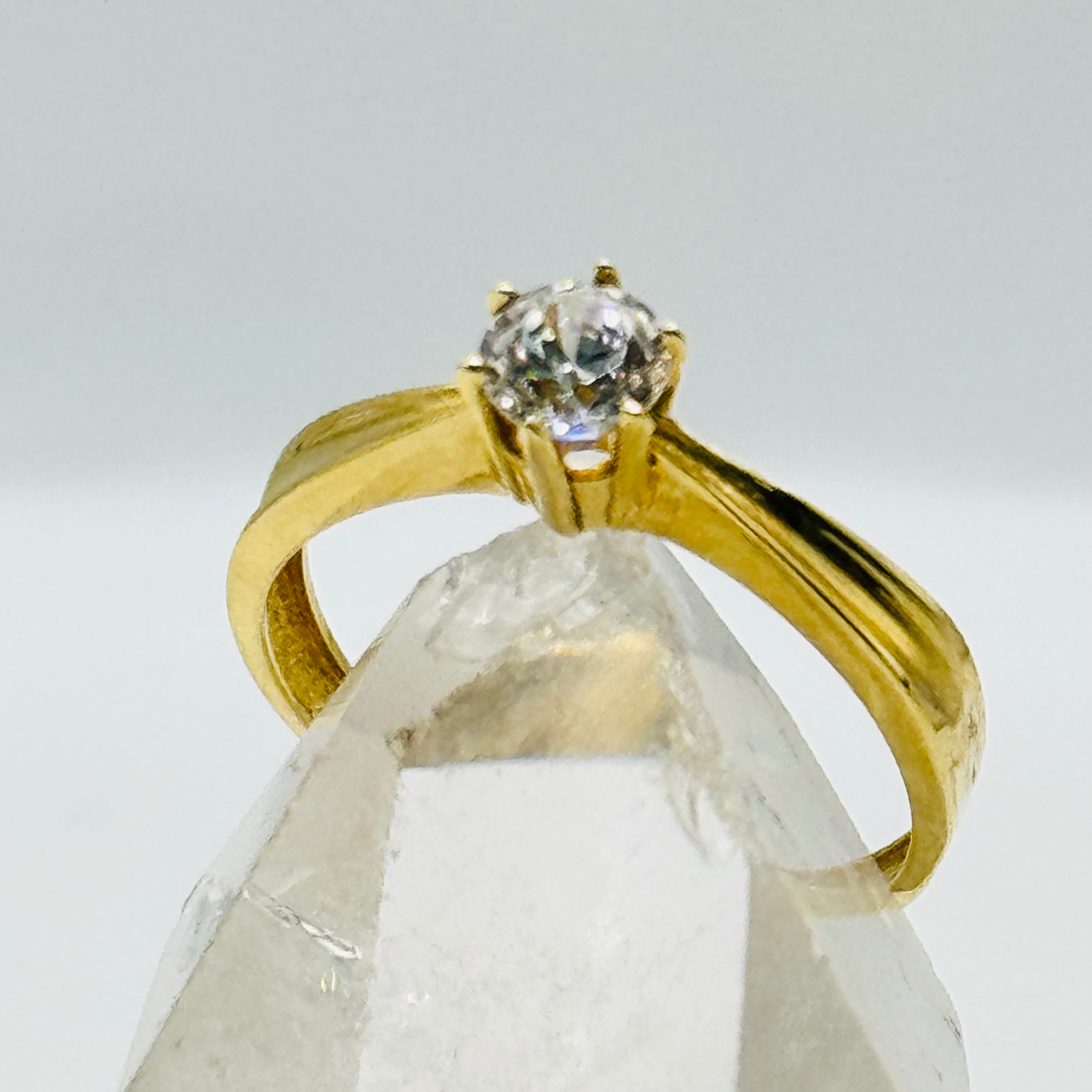 10K Gold Engagement Ring with Swarovski Crystals - Size 7 1/2