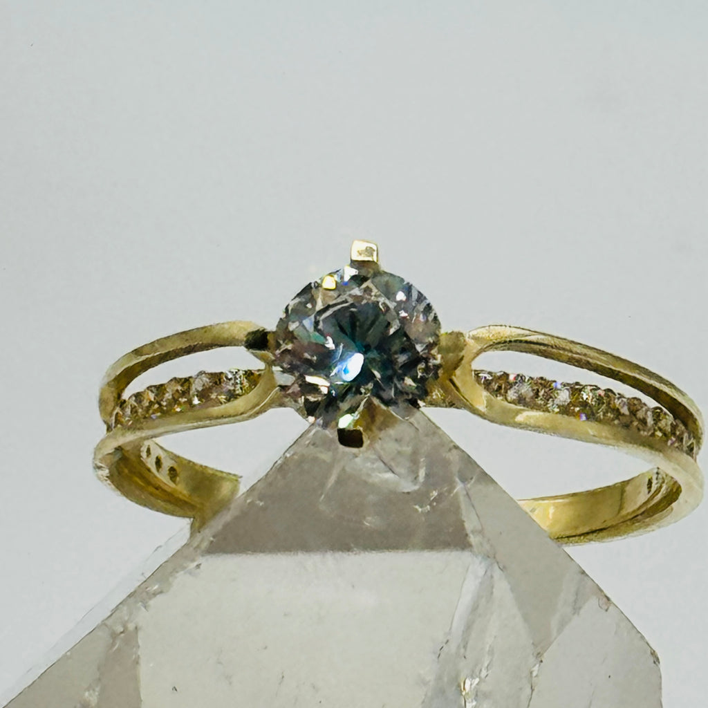 10K Gold Engagement Ring with Swarovski Crystals - Size 8