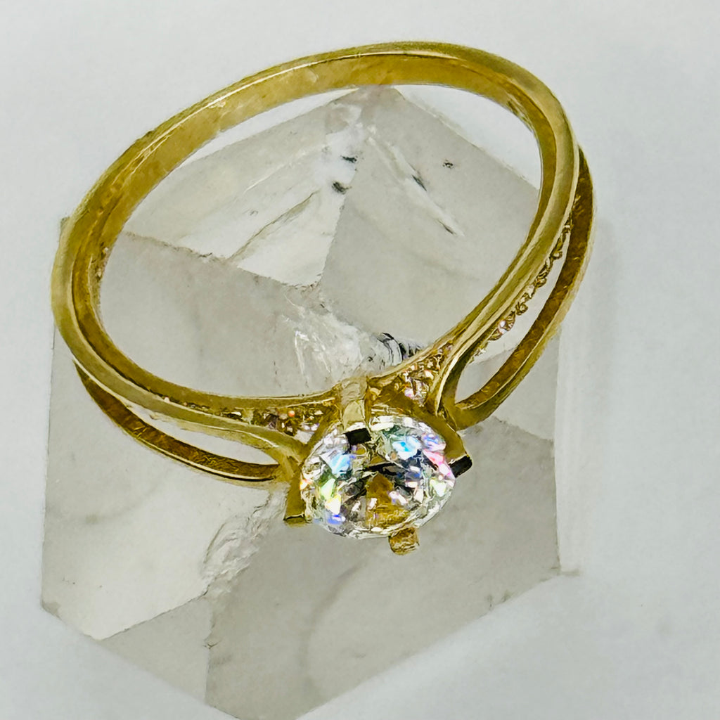 10K Gold Engagement Ring with Swarovski Crystals - Size 8