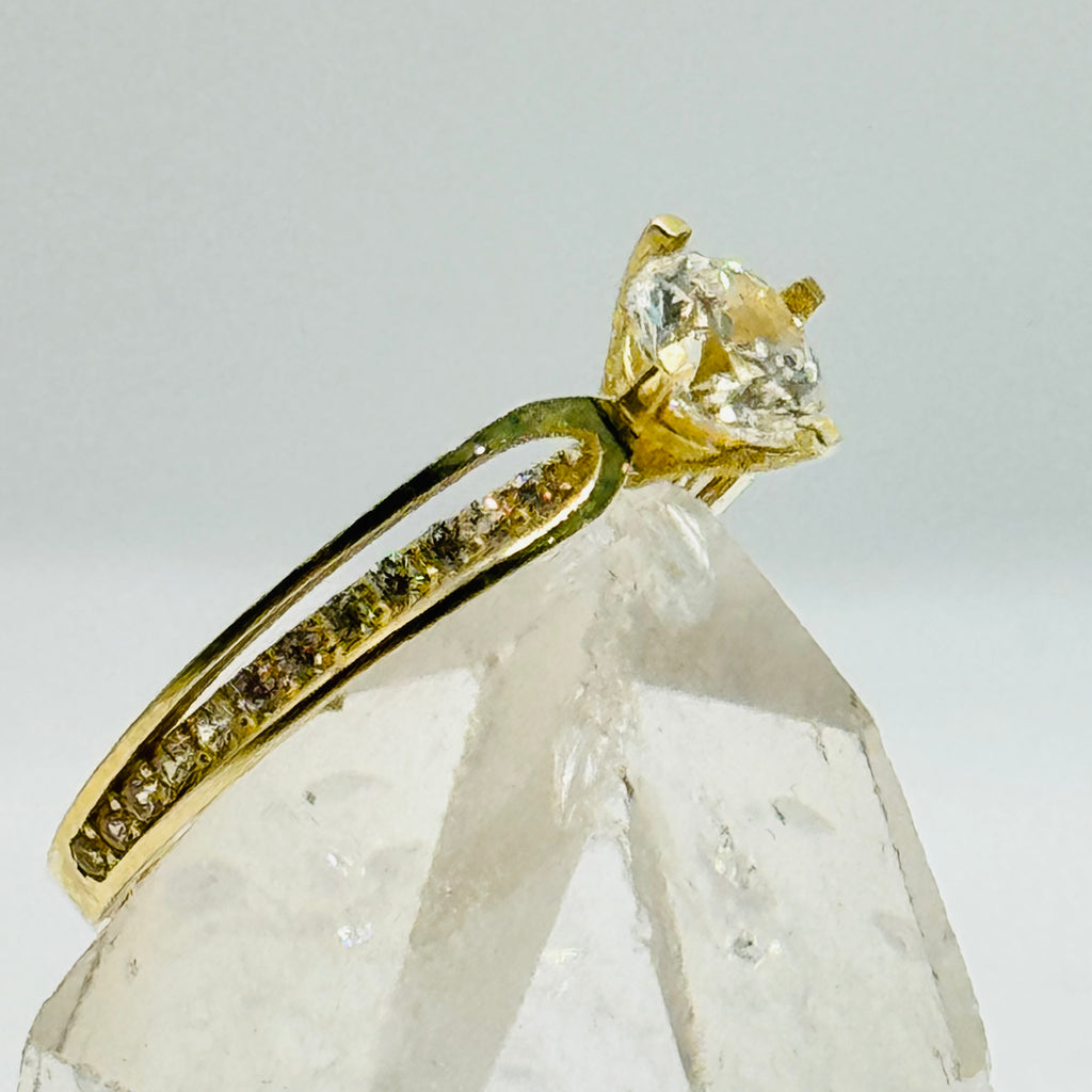 10K Gold Engagement Ring with Swarovski Crystals - Size 8
