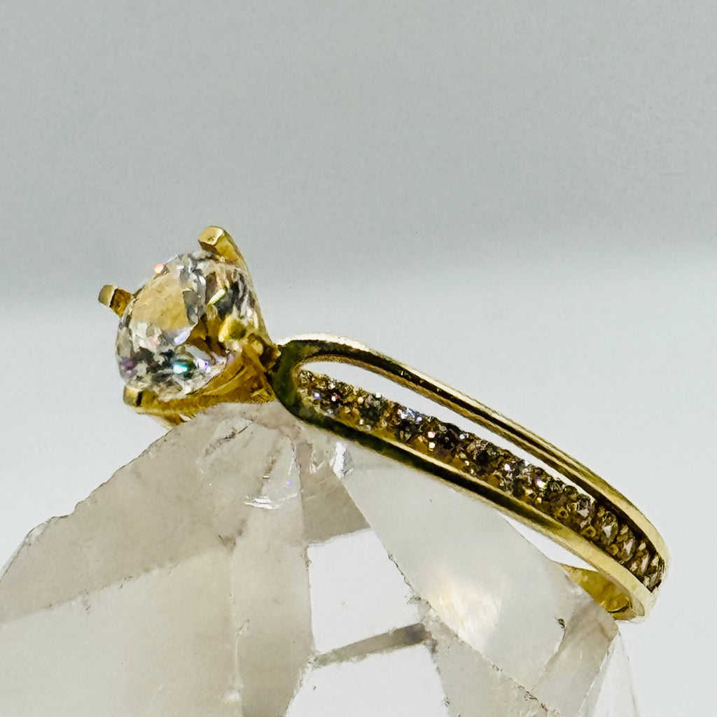 10K Gold Engagement Ring with Swarovski Crystals - Size 8