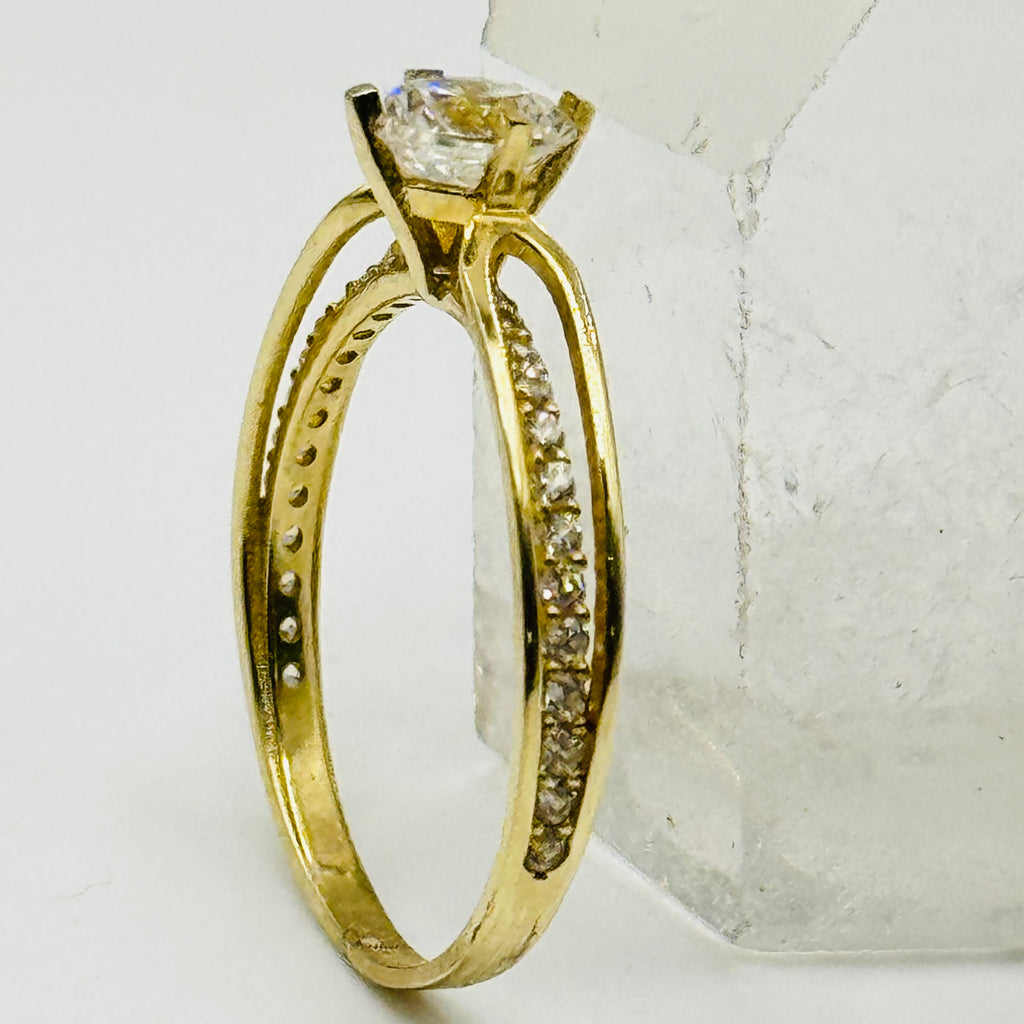 10K Gold Engagement Ring with Swarovski Crystals - Size 8