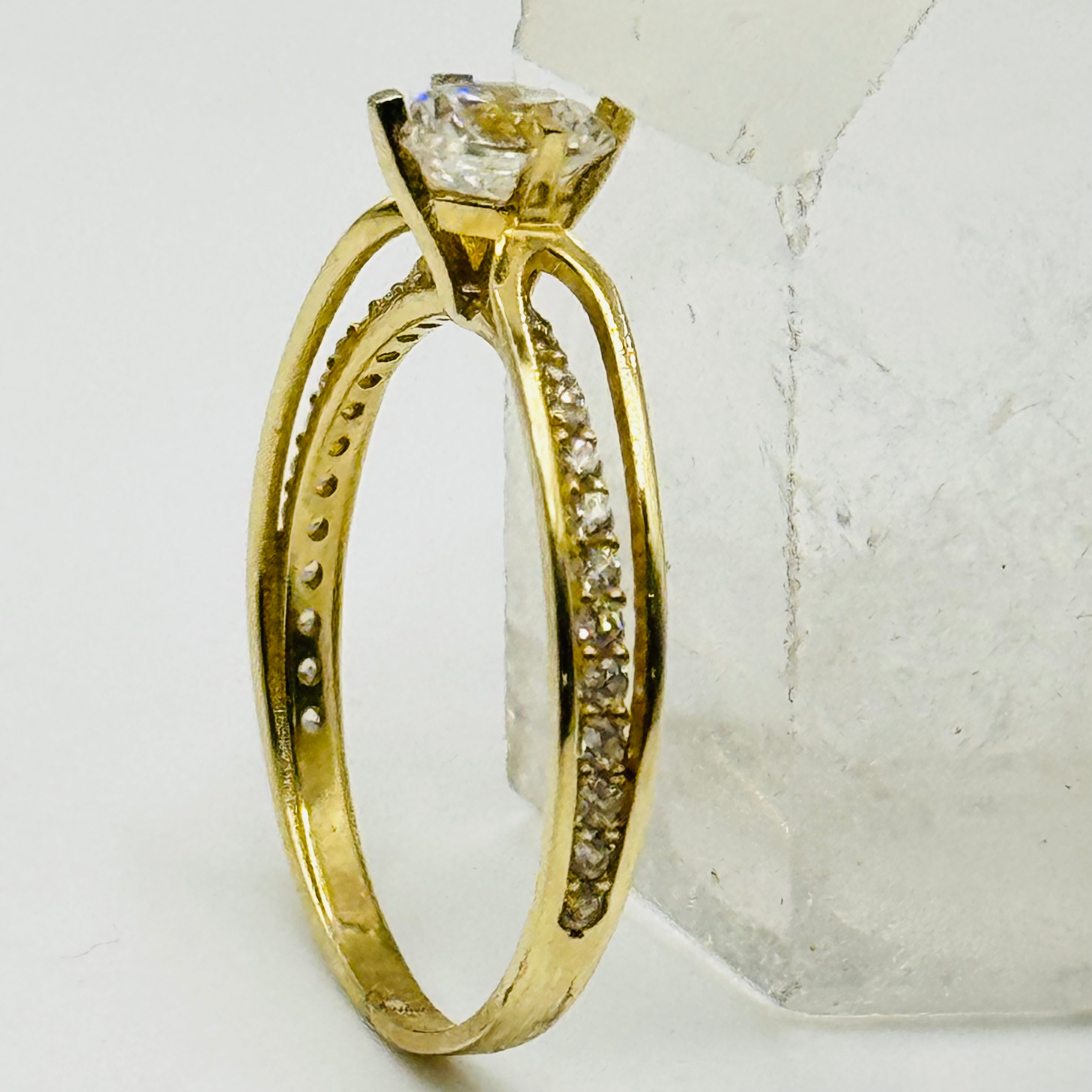 10K Gold Engagement Ring with Swarovski Crystals - Size 8