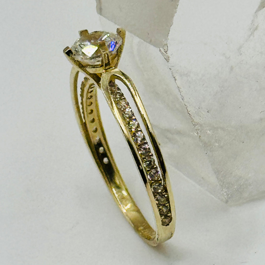 10K Gold Engagement Ring with Swarovski Crystals - Size 8