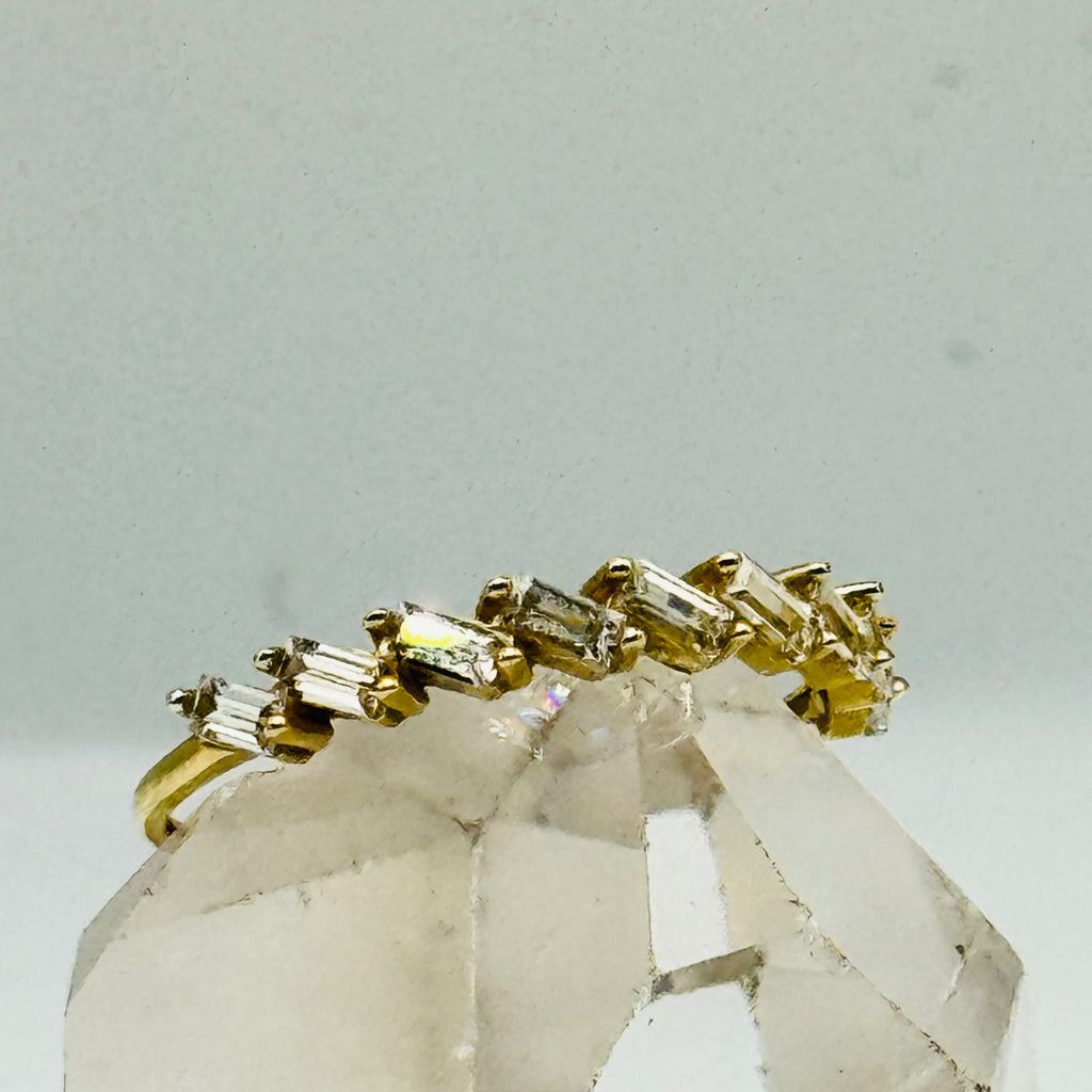 10K Gold  Ring with Baguette Swarovski Crystals - Size 7