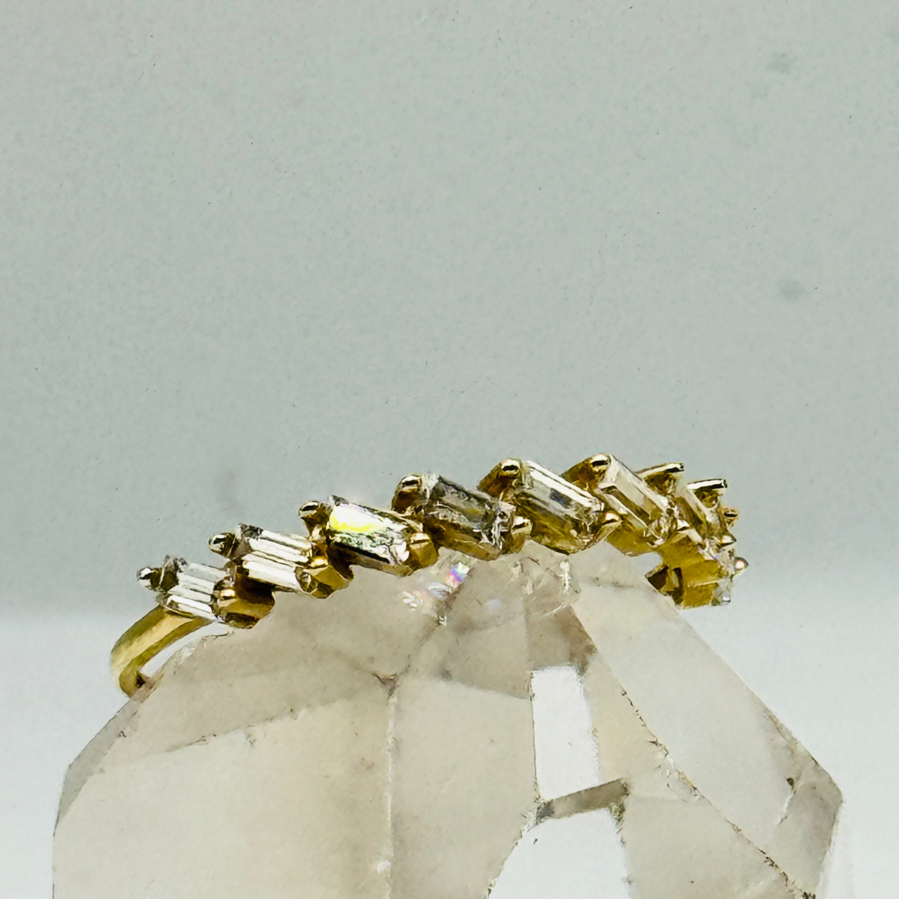 10K Gold  Ring with Baguette Swarovski Crystals - Size 7