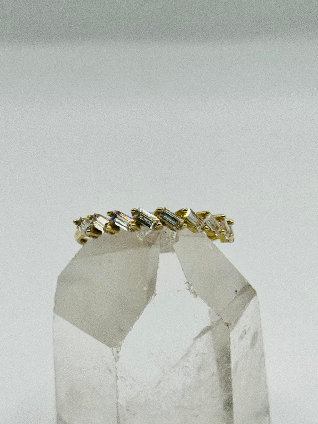 10K Gold  Ring with Baguette Swarovski Crystals - Size 7