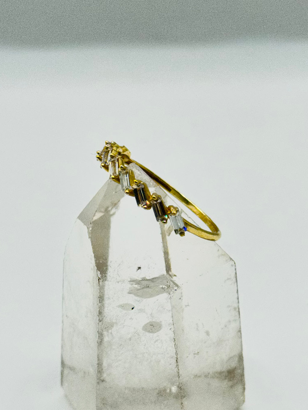 10K Gold  Ring with Baguette Swarovski Crystals - Size 7