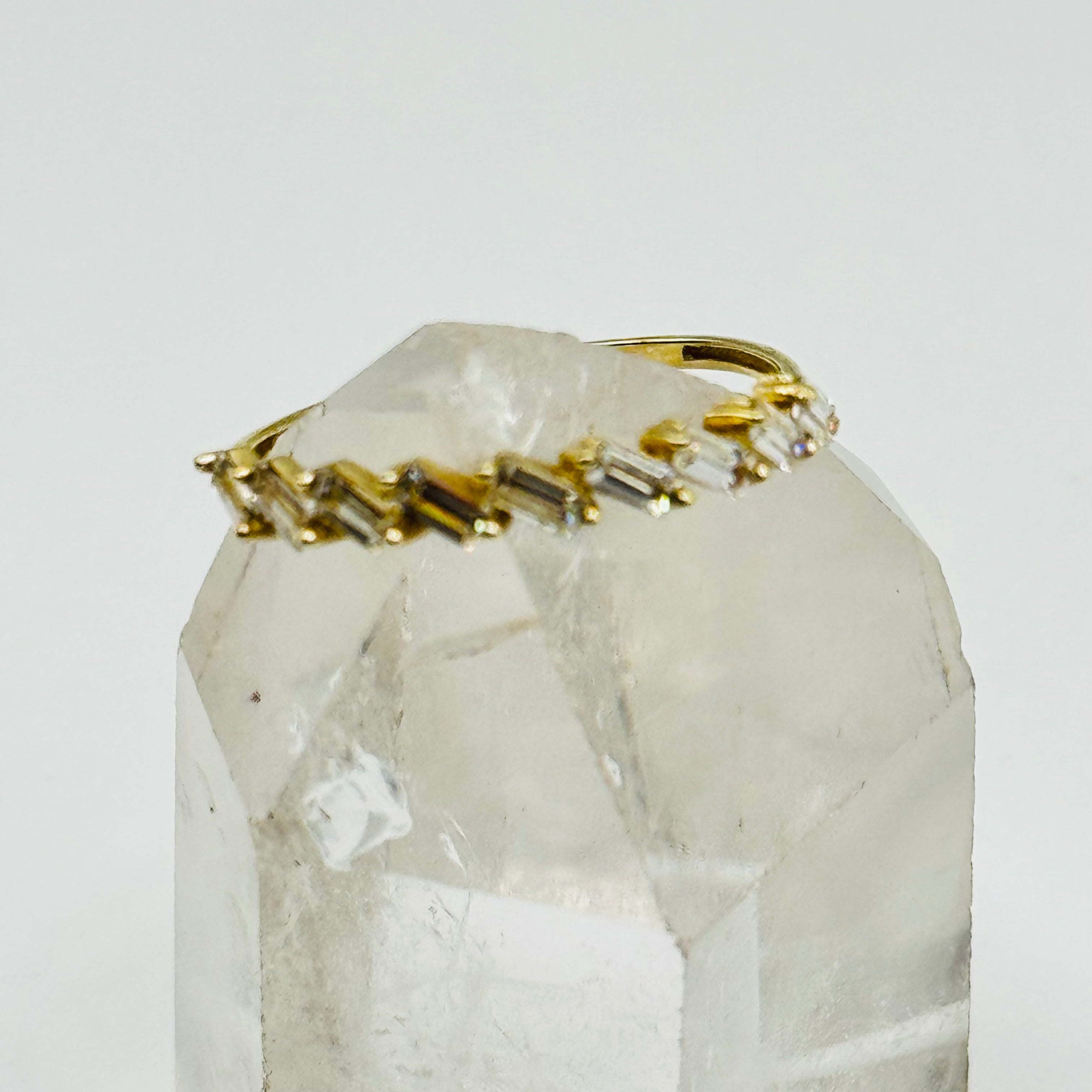 10K Gold  Ring with Baguette Swarovski Crystals - Size 7