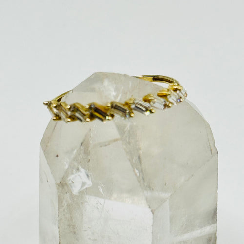 10K Gold  Ring with Baguette Swarovski Crystals - Size 7
