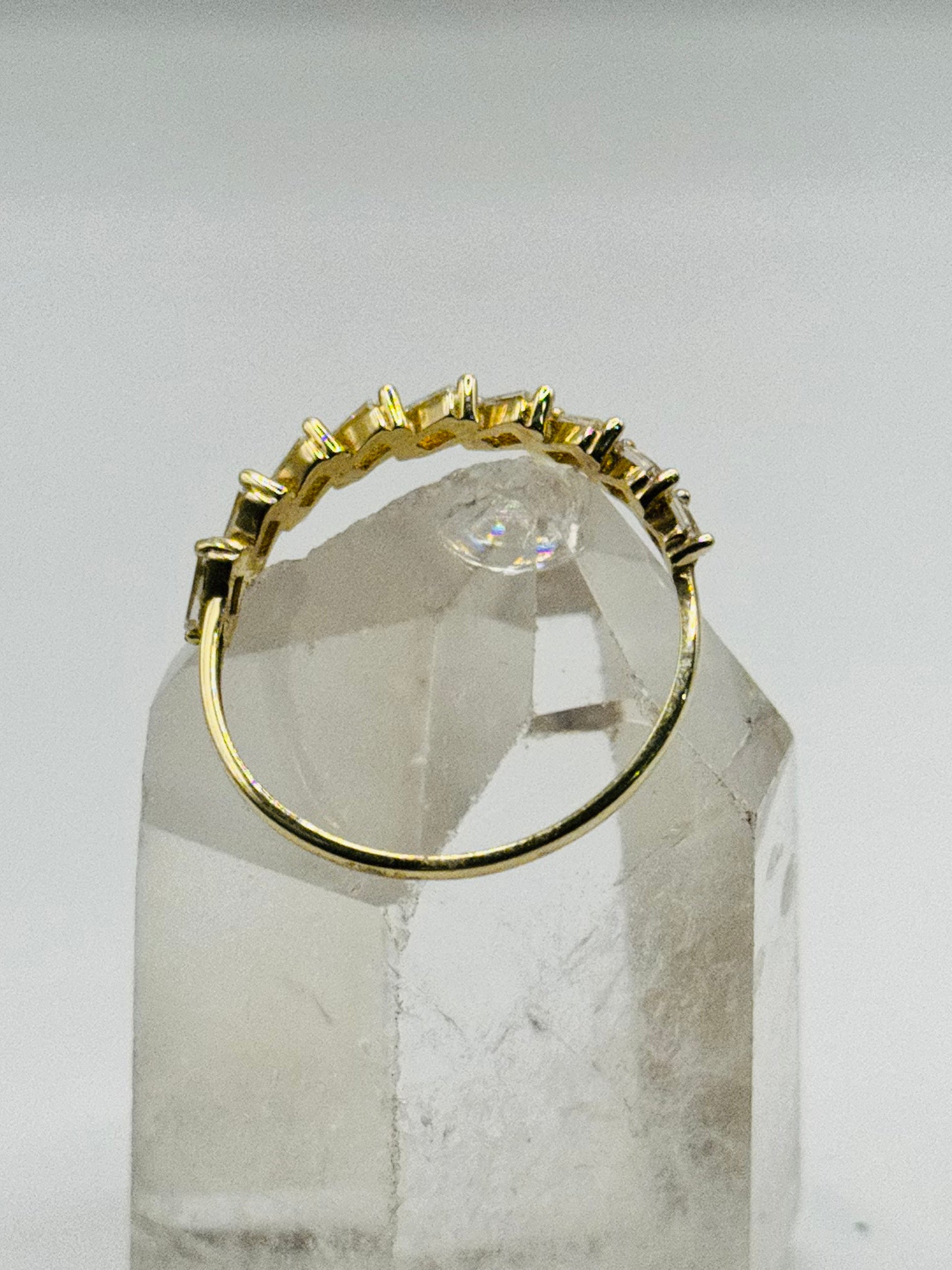 10K Gold  Ring with Baguette Swarovski Crystals - Size 7