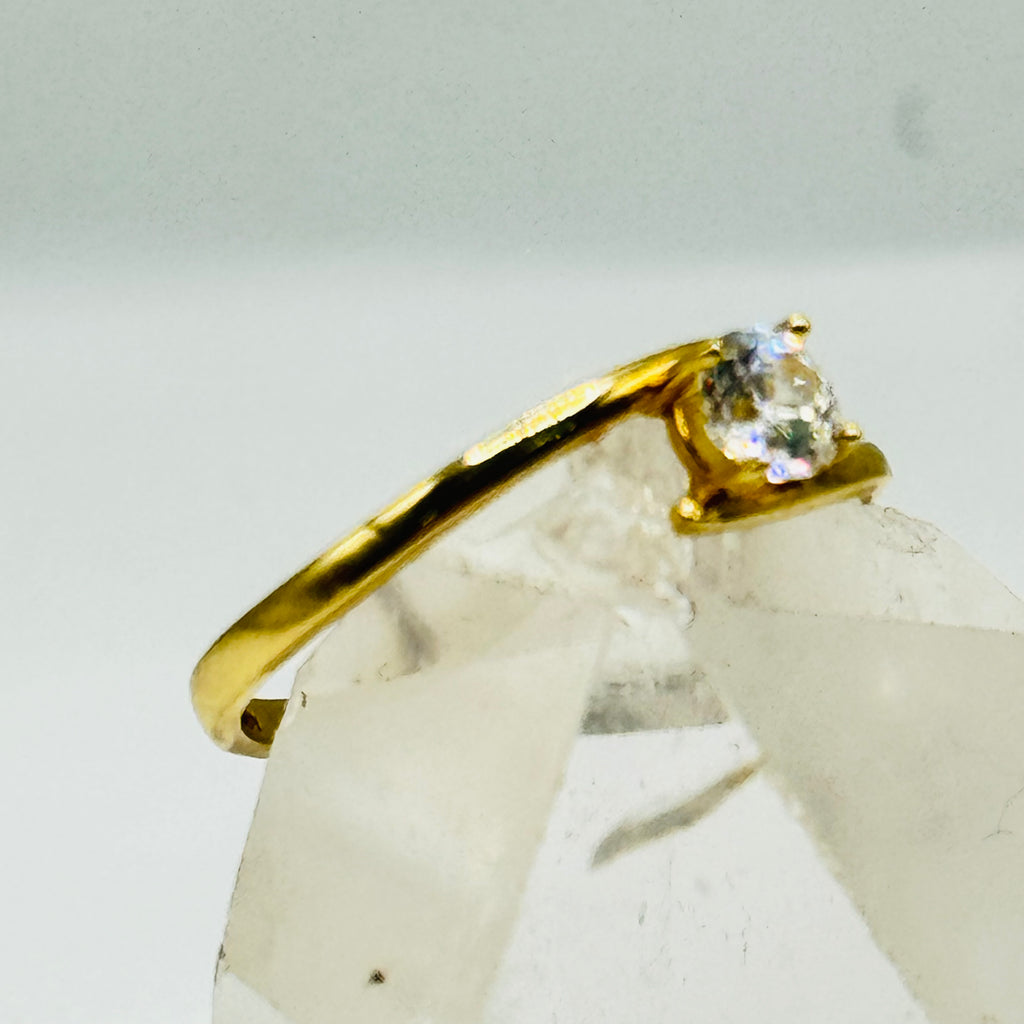 Delicado Anillo de Oro de 10K con Cristales Swarovski - Talla 5 1/2
