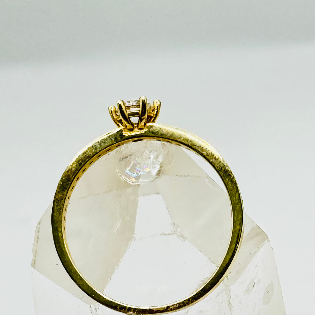 Classic 10K Gold Ring with Swarovski Crystals - Size 7
