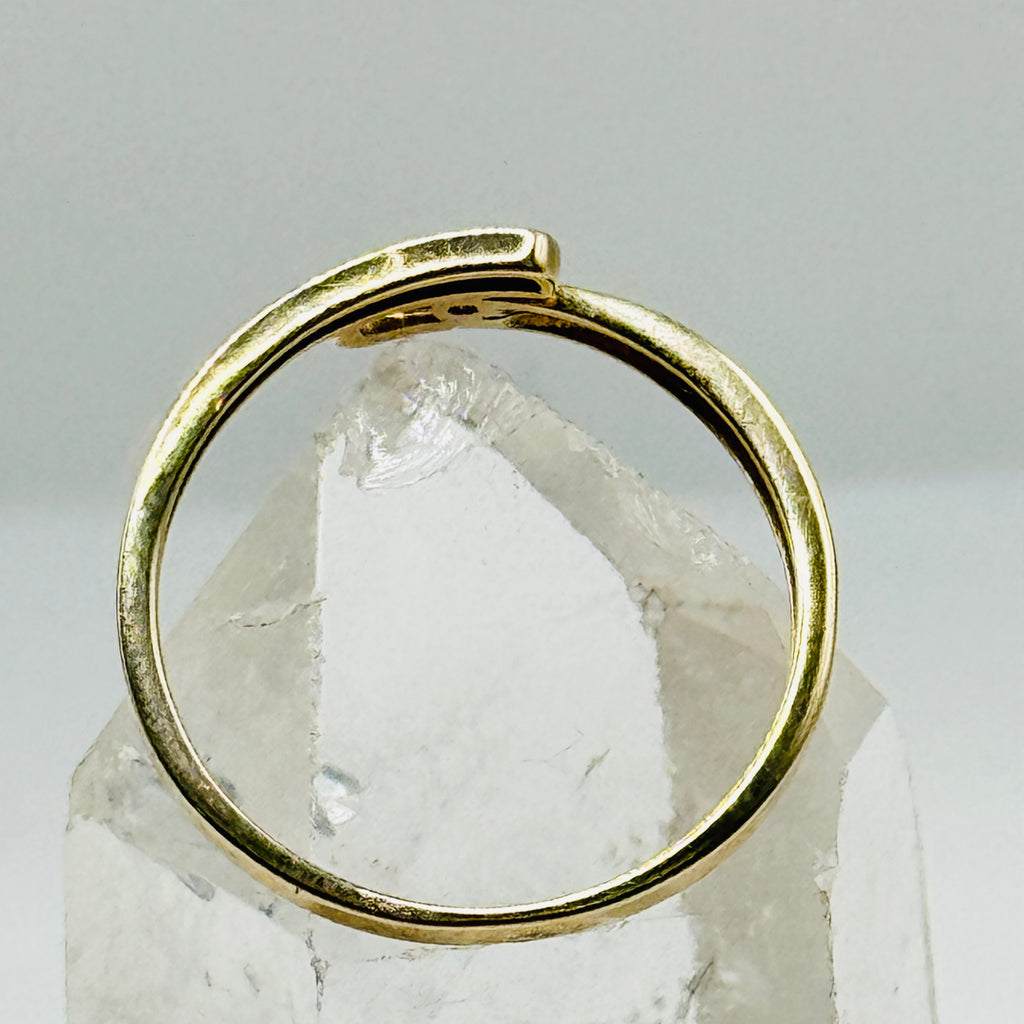Delicate 10K Gold Ring with Swarovski Crystal - Size 9