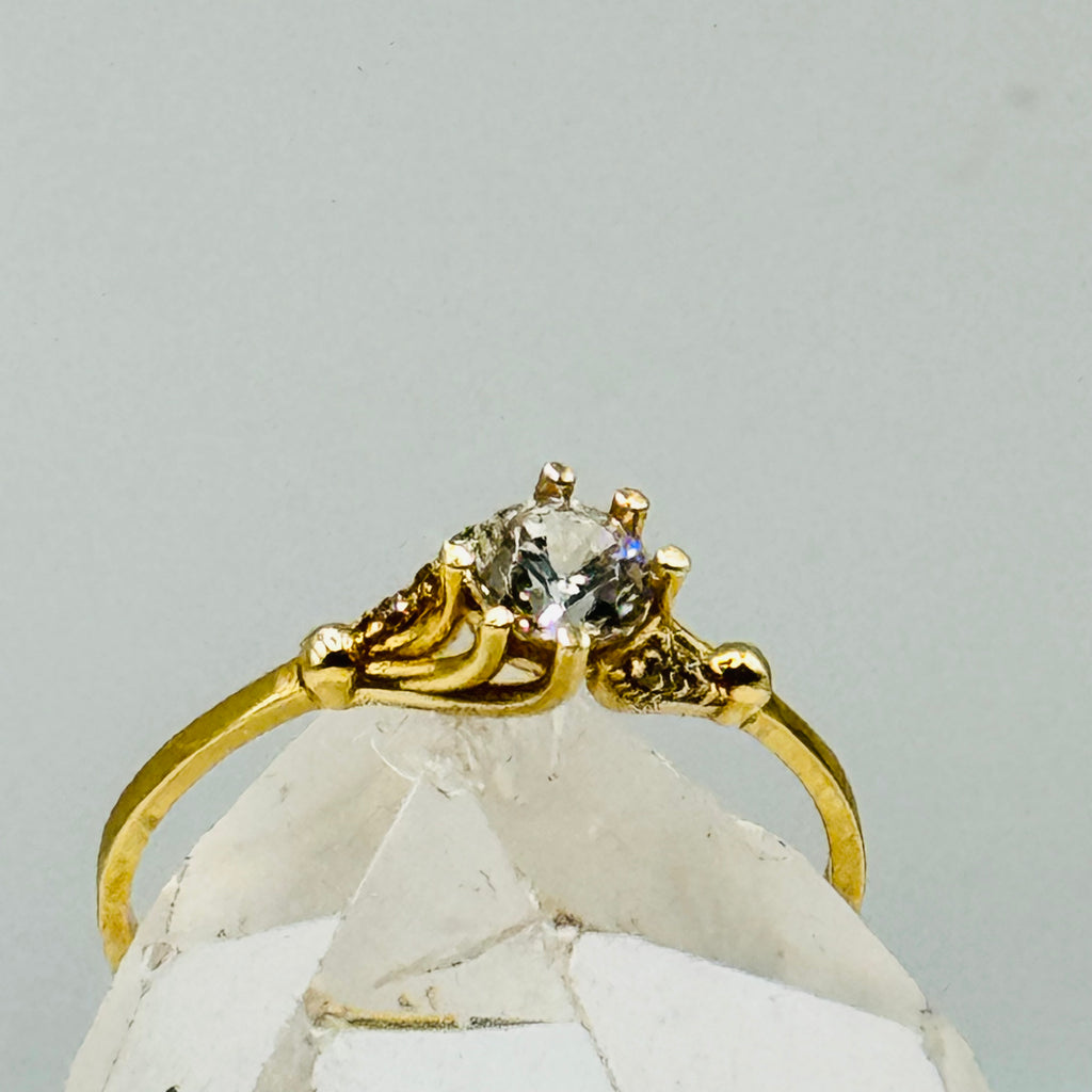 Classic 10K Gold Engagement Ring with Swarovski Crystal - Size 9