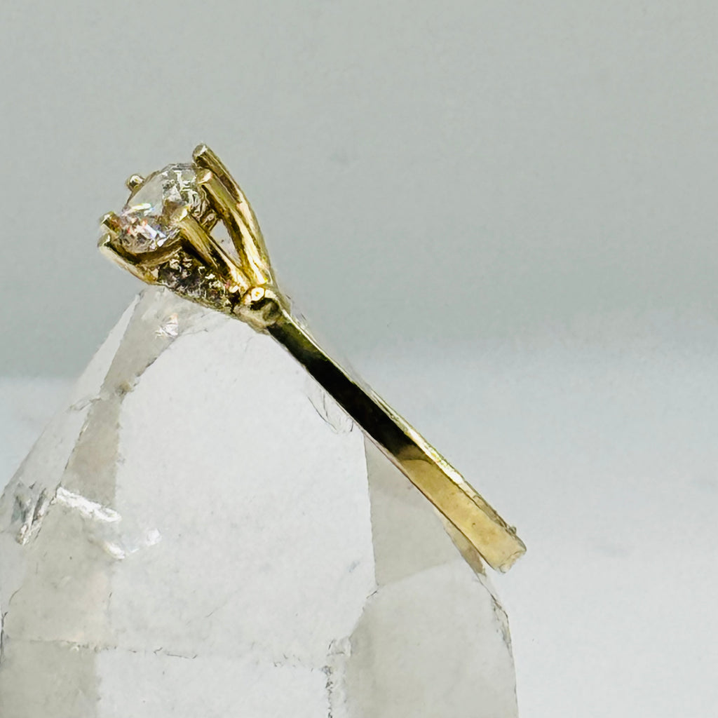 Classic 10K Gold Engagement Ring with Swarovski Crystal - Size 9