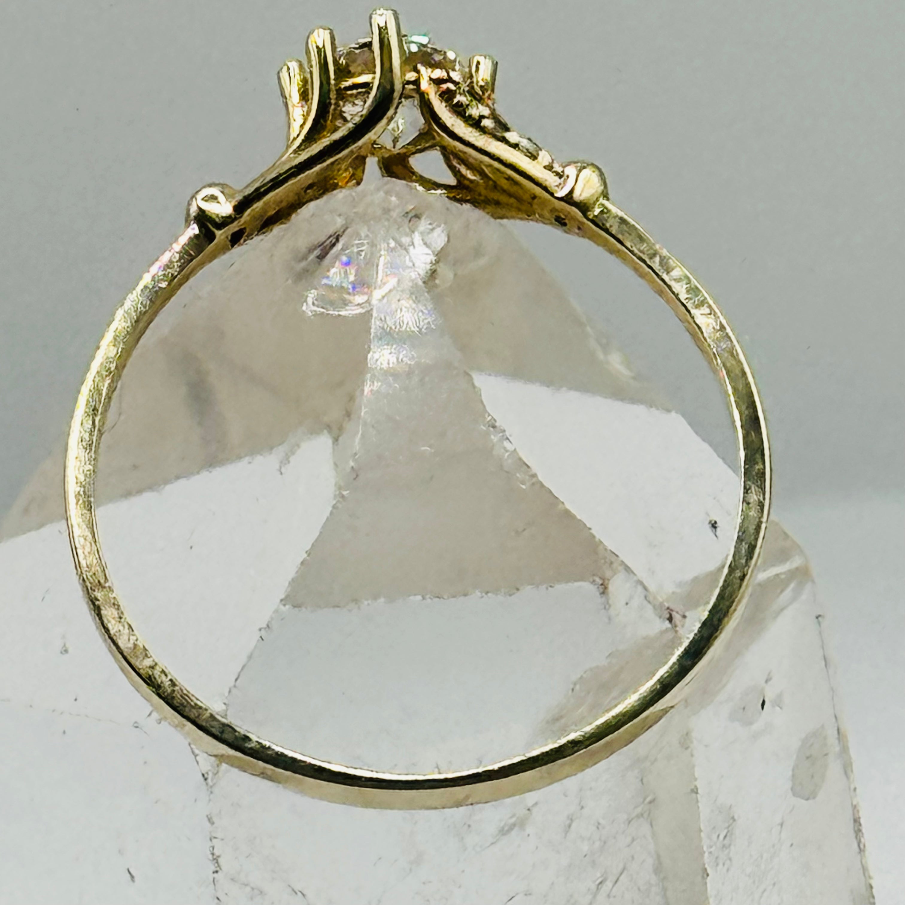 Classic 10K Gold Engagement Ring with Swarovski Crystal - Size 9