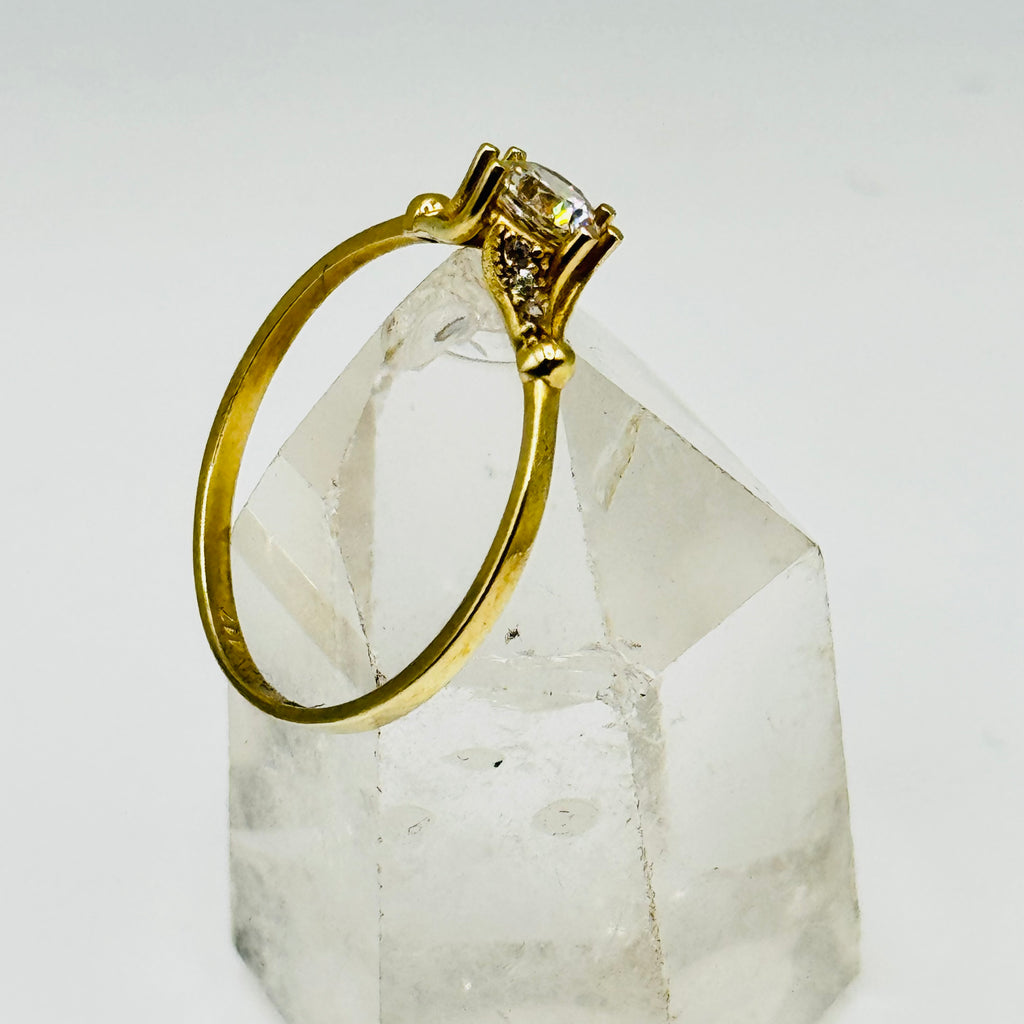 Classic 10K Gold Engagement Ring with Swarovski Crystal - Size 9