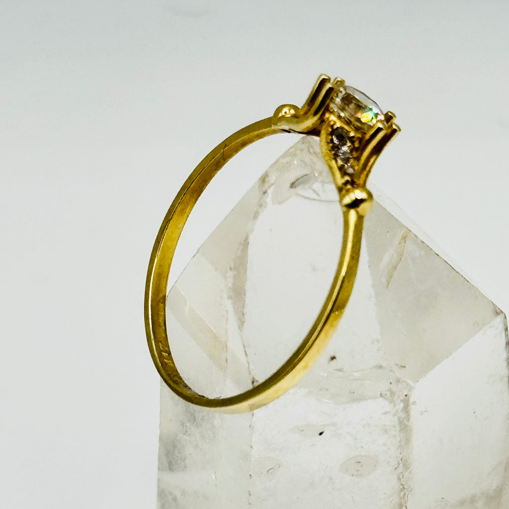 Classic 10K Gold Engagement Ring with Swarovski Crystal - Size 9