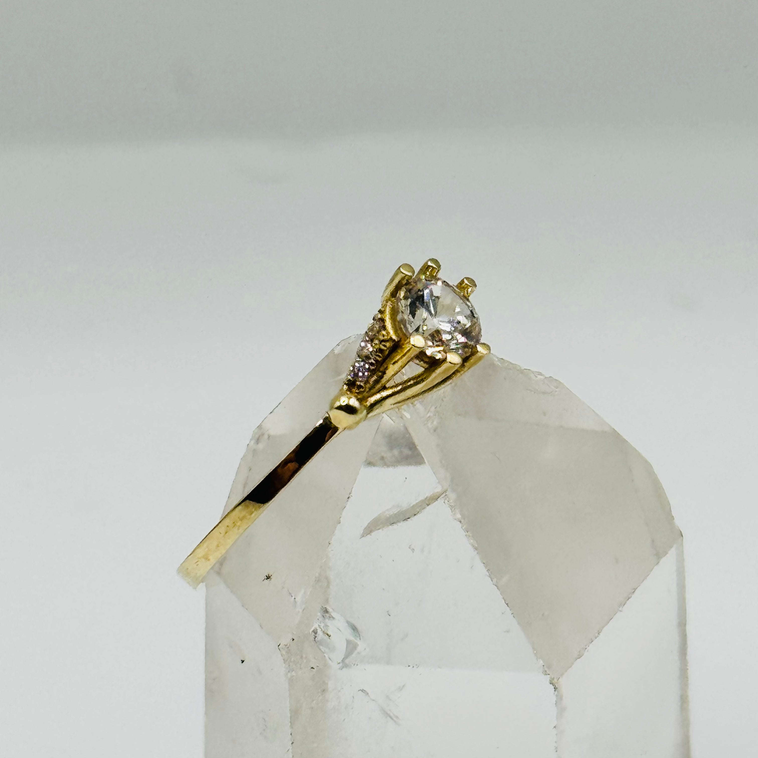 Classic 10K Gold Engagement Ring with Swarovski Crystal - Size 9