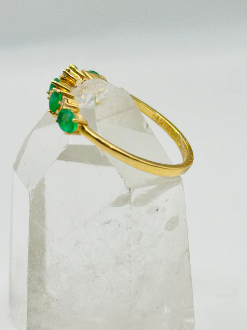 18K Gold Ring with Certified Emeralds and Diamonds