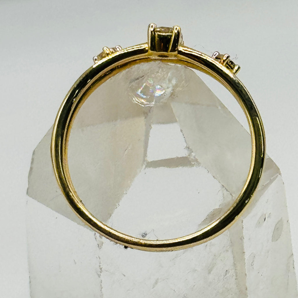 18K Gold Double Band Ring with 4 Diamonds
