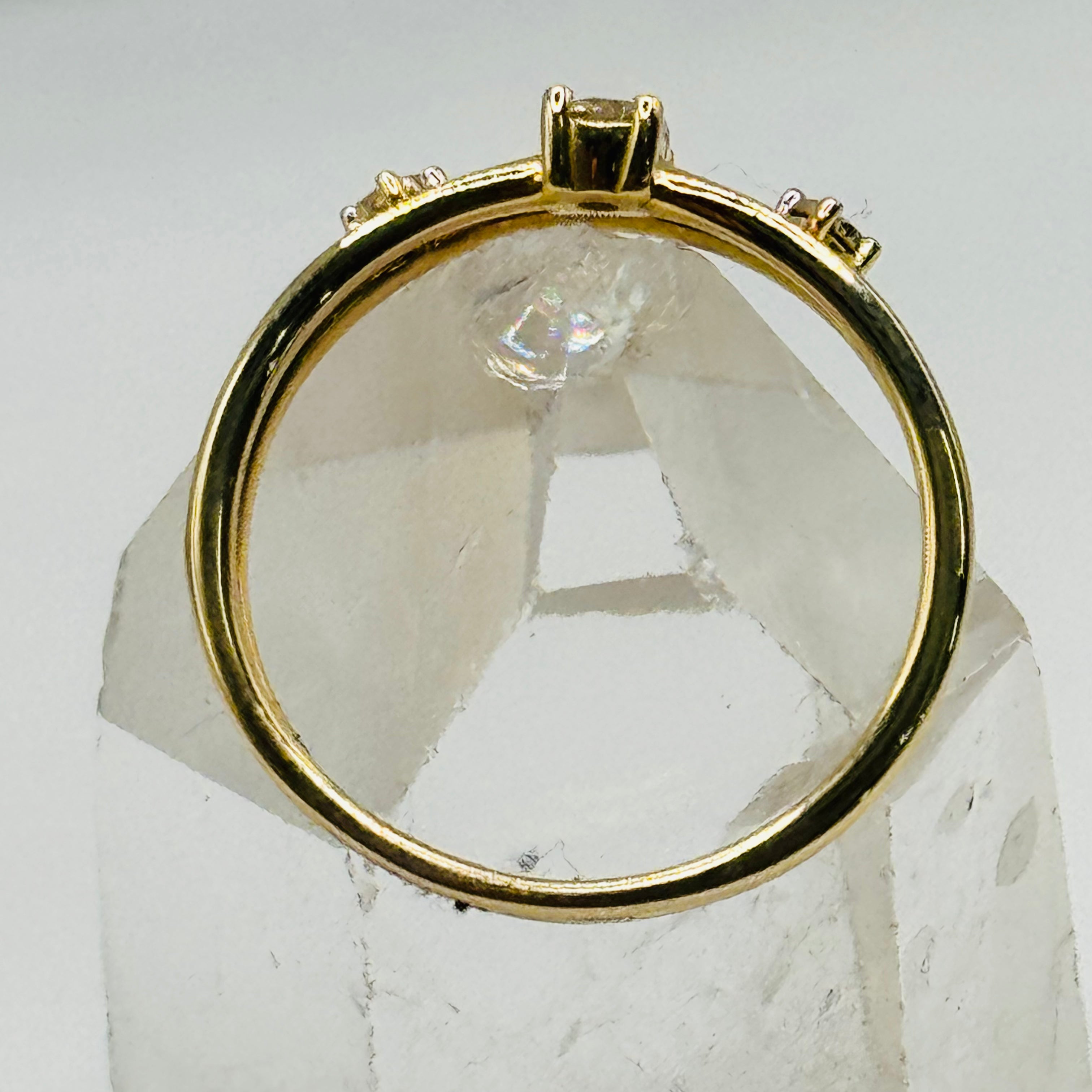 18K Gold Double Band Ring with 4 Diamonds