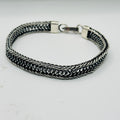 Wide Woven Sterling Silver 950 Bracelet