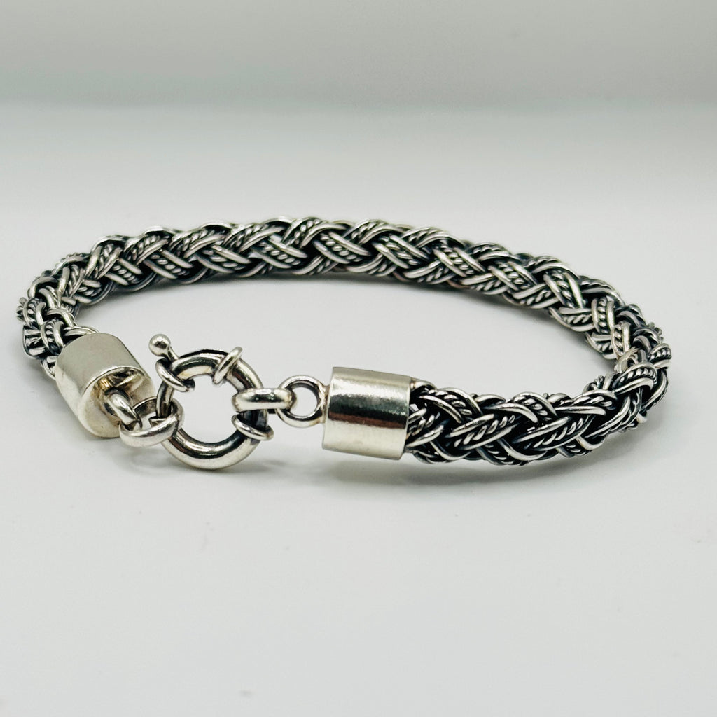 Men's Double Weave Handmade Sterling Silver 950 Bracelet