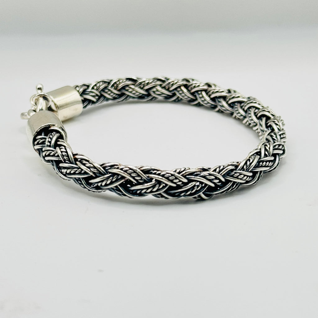 Men's Double Weave Handmade Sterling Silver 950 Bracelet